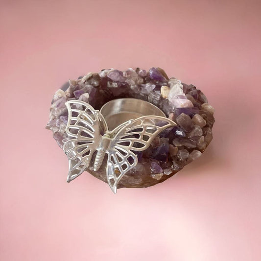 Amethyst Butterfly Tea Light (Set of 2)