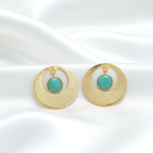 Amazonite coin earrings