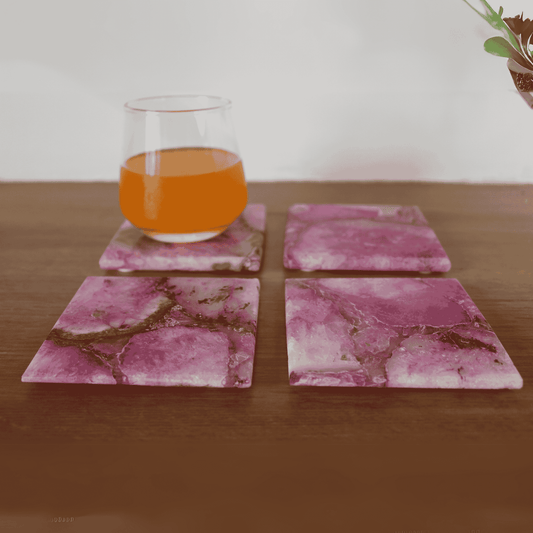 Agate Coaster Square - Pink