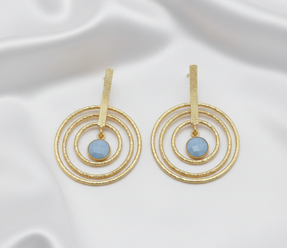 Blue Opal Gold-Plated Stud Earrings