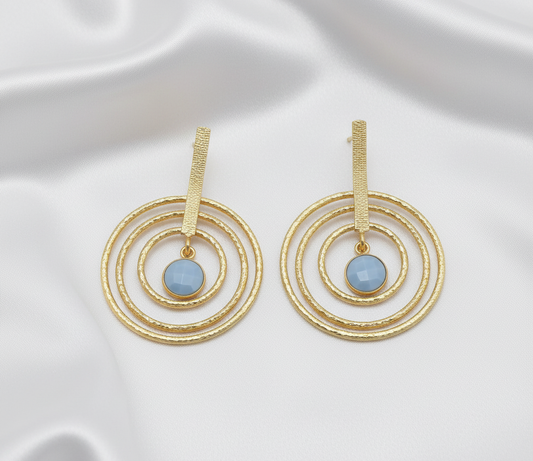Blue Opal Gold-Plated Stud Earrings