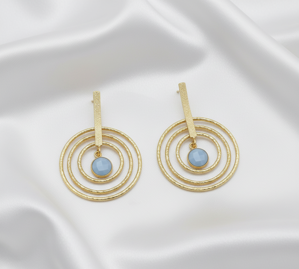 Blue Opal Gold-Plated Stud Earrings