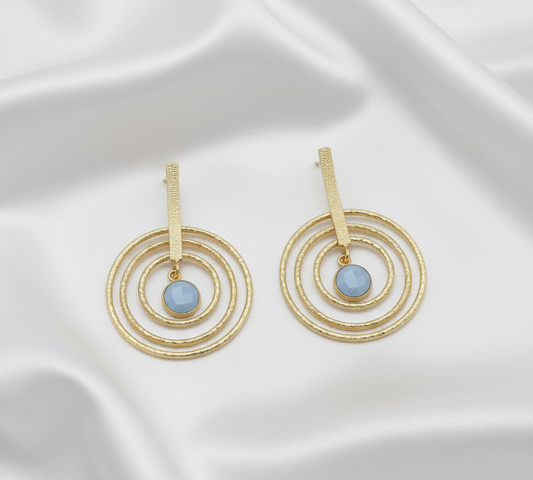 Blue Opal Gold-Plated Stud Earrings
