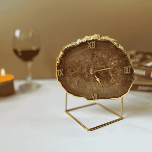 Brown Crystal Agate Table Clock