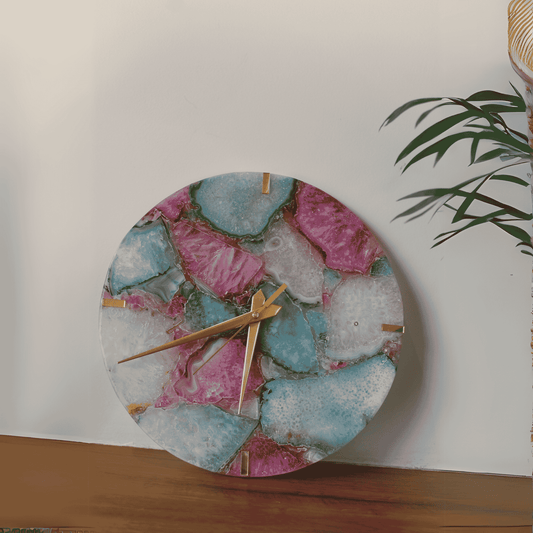 Multicolour Agate Wall Clock