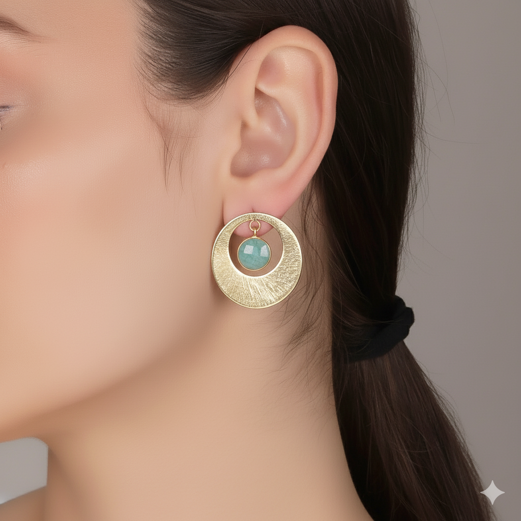 Amazonite coin earrings