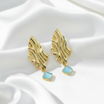 Blue Chalcedony long Earrings