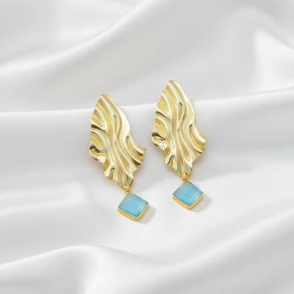 Blue Chalcedony long Earrings